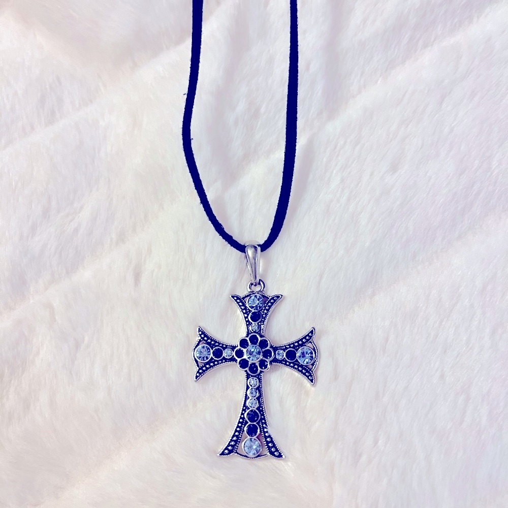 Silver and blue cross